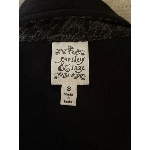 Parsley & Sage Small Long Jacket Button Down Coat Black Grey Reversible Winter - Picture 7 of 9